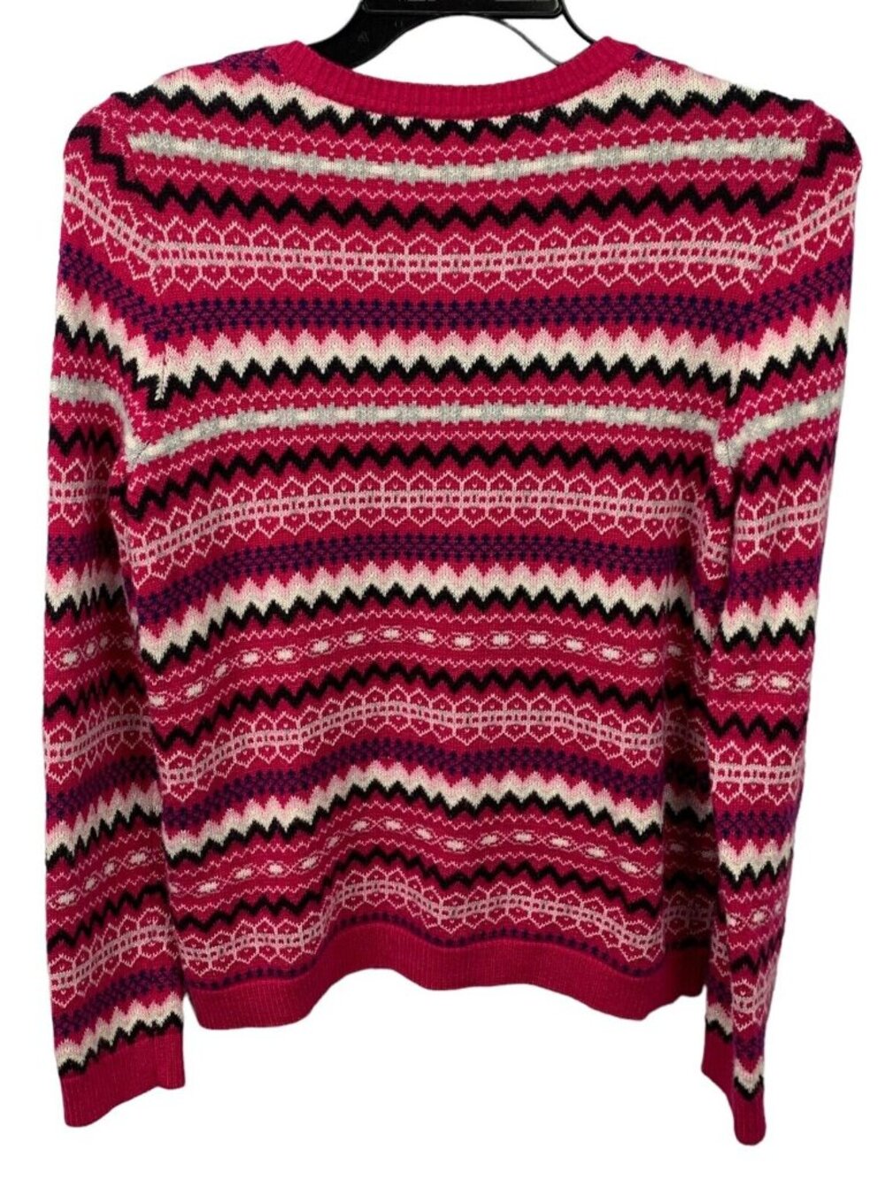 Talbots Womens Fair Isle Knit Cardigan Sweater Lambswool Blend  Size Medium Pink - Picture 6 of 6